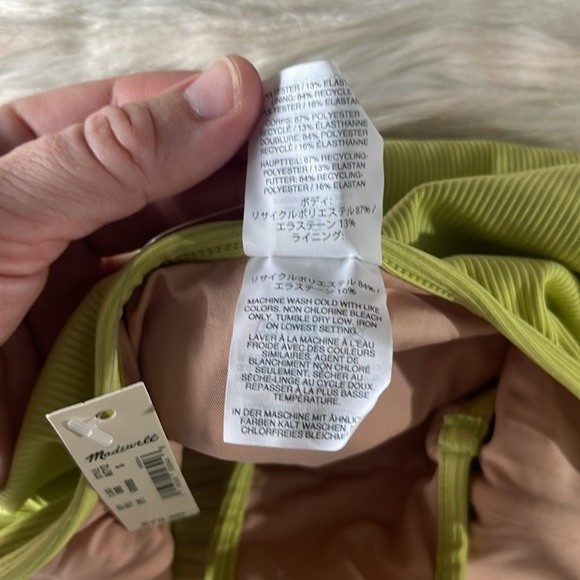 NWT Madewell Second Wave Ribbed Halter One-Piece Swimsuit in Exotic Pear - Picture 10 of 13